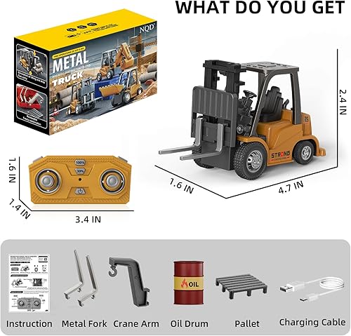 Miniatura 6 de Juguete de carretilla elevadora a control remoto, 164 mini carretilla elevadora recargable, aplicación y control remoto, 2 en 1 transformable
