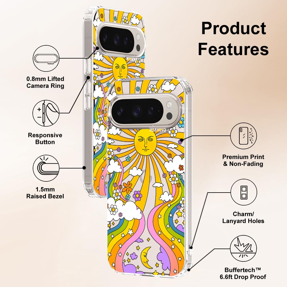 MOSNOVO Case for Google Pixel 10 & Pixel 10 Pro, [Buffertech 6.6ft Military-Grade Drop Protection] [Anti Peel Off Tech] Clear TPU Bumper Phone Case Cover Design - Cute Cherry — view 643