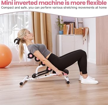 Mini Inversion Table for Back Extension & Spine Decompression, Portable Back Stretcher Machine, 350lbs Capacity, Adjustable Backs Support Bench for Home Use – Inversion Chair & Stretcher
