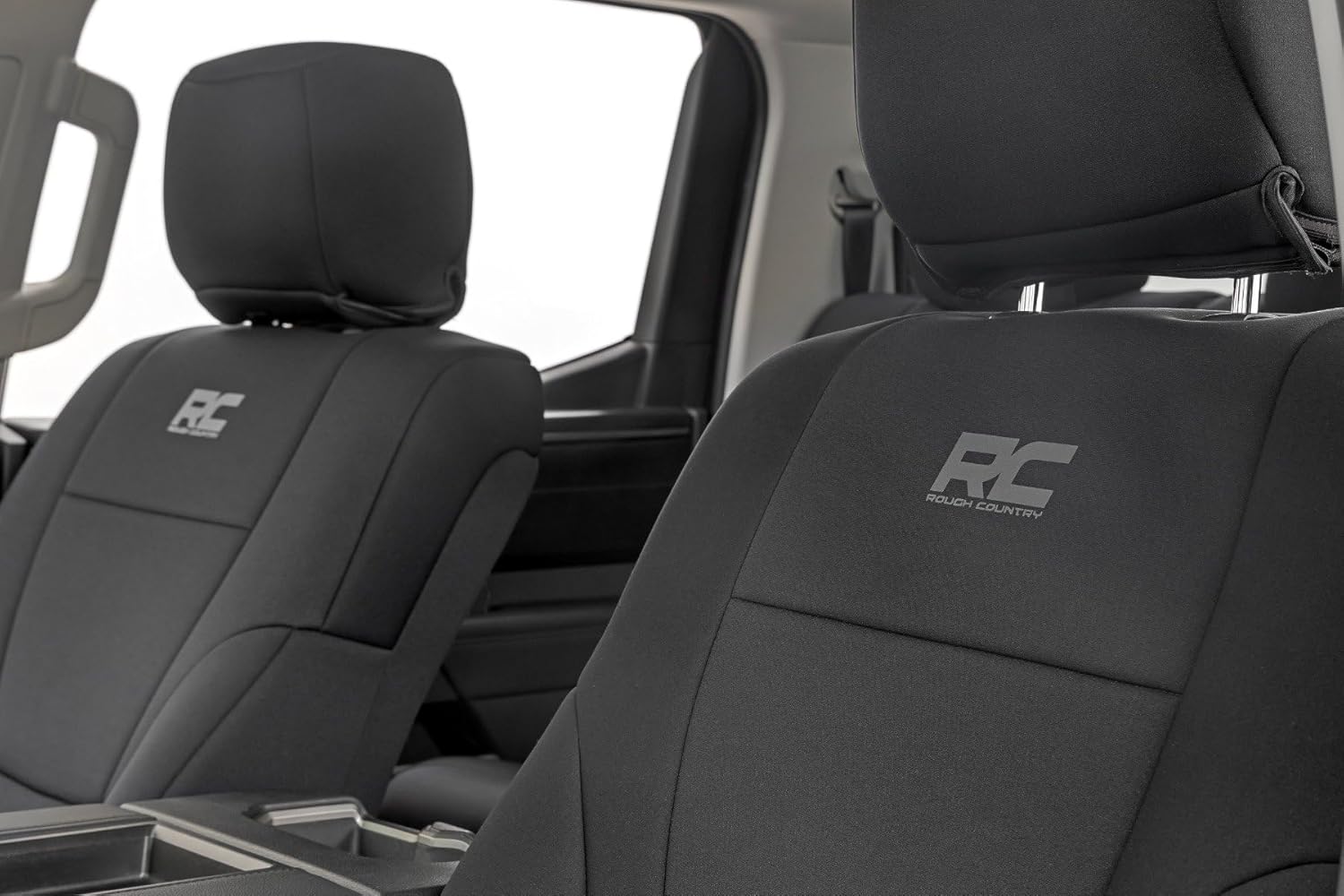 Rough Country Neoprene Seat Covers for Toyota Tundra Crew Cab (2022-2025) w/No Rear Cup Holder - Waterproof & UV Resistant, Foam Padded, Front & Rear Seat Cover Set