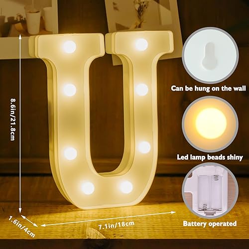Miniatura 158 de Letras iluminadas, letras con luces LED de 26 alfabetos, letras iluminadas decorativas, letras de marquesina LED que funcionan con pilas para Luz