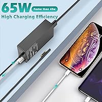 Vista 4 de Nuevo cargador Surface Pro de 65 W compatible con Microsoft Surface Pro 11,10, 9, 8, 7+, 6, 5, 4, 3, X, Windows Surface Laptop 6, 5, 4, 3, 2, 1