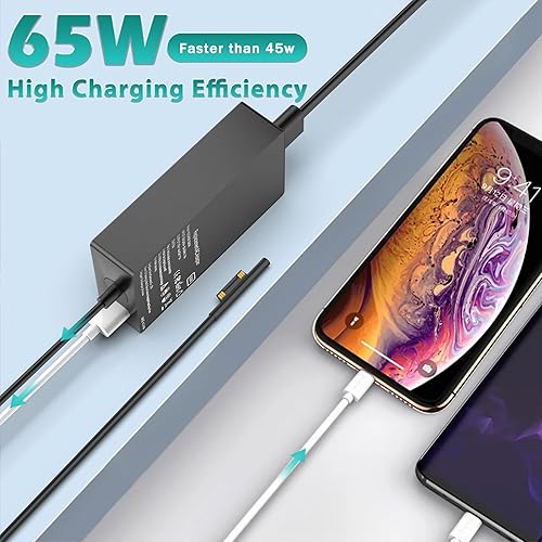 Miniatura 4 de Nuevo cargador Surface Pro de 65 W compatible con Microsoft Surface Pro 10, 9, 8, 7+, 6, 5, 4, 3, X, Windows Surface Laptop 6, 5, 4, 3, 2, 1,