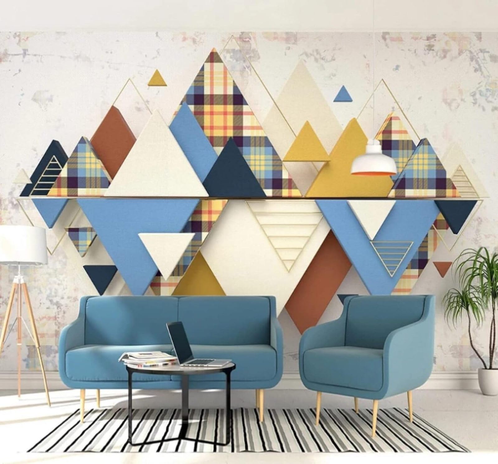 XLMING Abstract Three Dimensional Colourful Geometric Unique 3D Wallpaper Luxury Silk Study Dining Feature Sofa Grey Bedroom Living Room Tv Decorative Wall-400cm×280cm