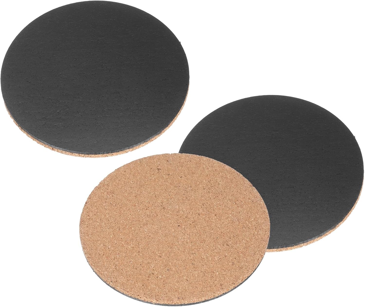 uxcell 3Pcs Cork Plant Coasters 11.8 x 11.8 x 0.2 Plant Mats Cork Coasters for Plants, Plant Coasters for House Indoors, Pot Mats for DIY Craft Project (Round, Black)