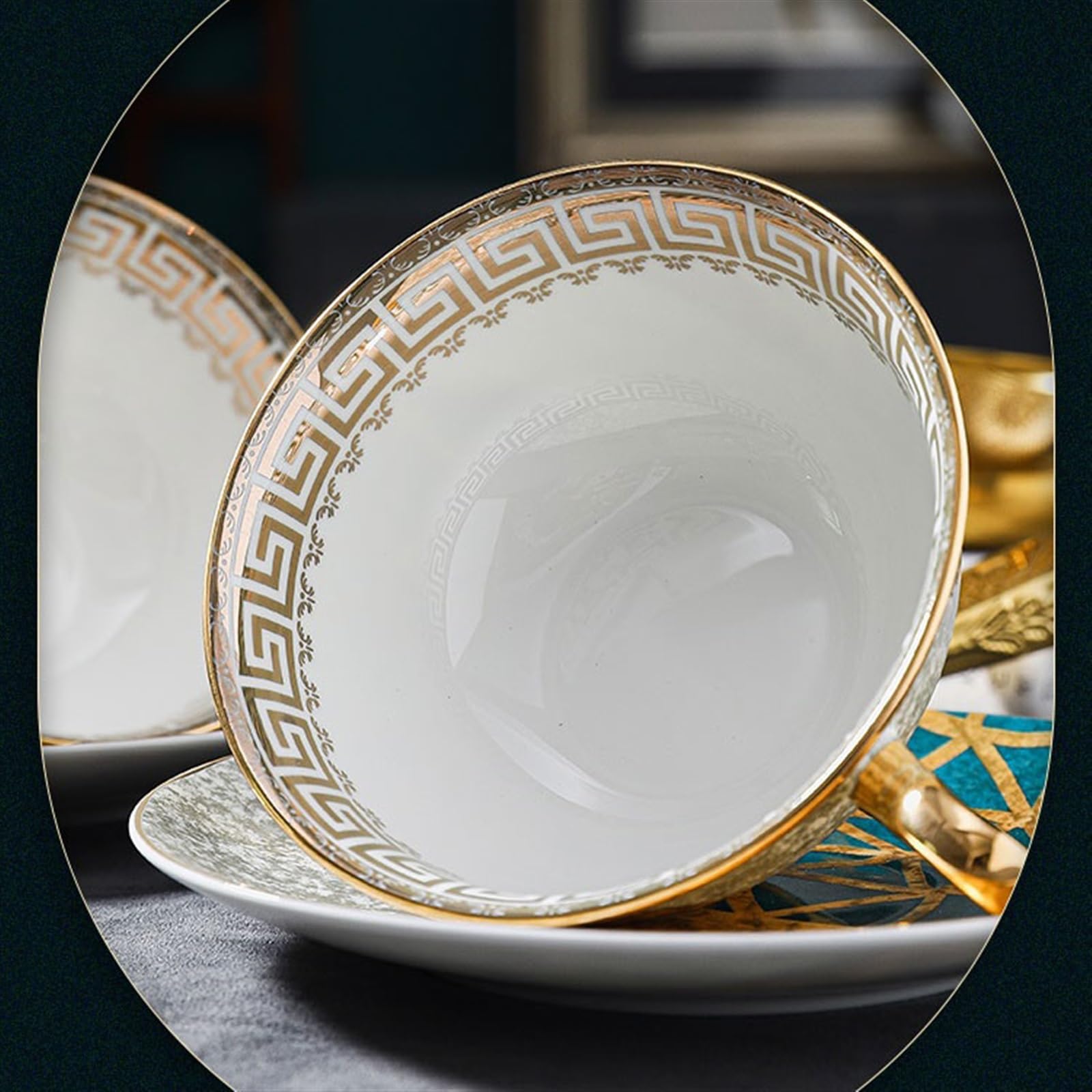 Tasse Tasses Service à thé de l'après-midi anglais exquis haute qualité, tasses avec cuillère, for le café, et au lait
