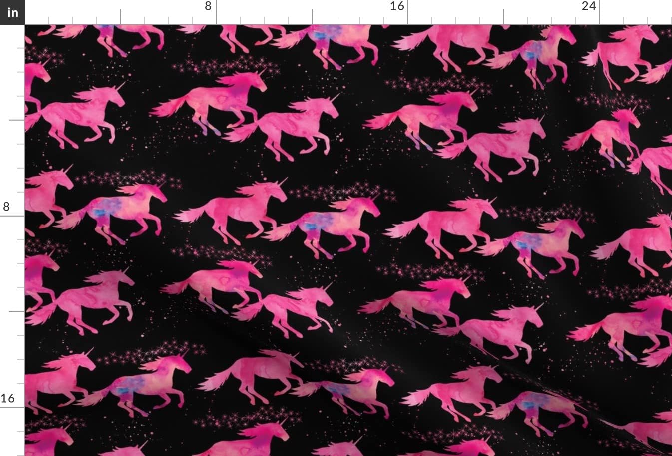 Spoonflower Fabric - Watercolor Unicorns Black Magical Pink Printed on Minky Fabric by The Yard - Sewing Baby Blankets Quilt Backing Plush
