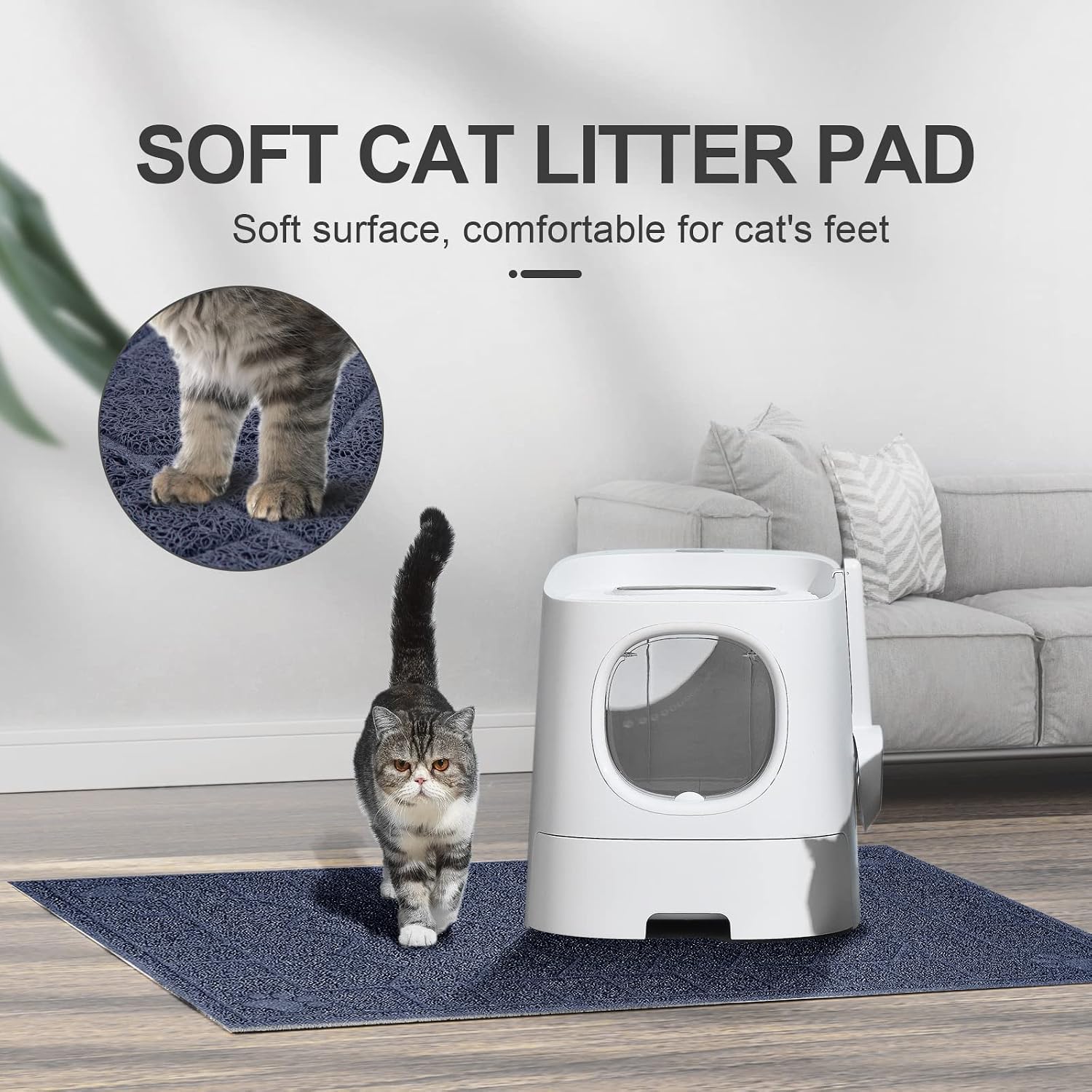 Cat Litter Mat, Litter Trapping Mat Soft on Kitty Paws, 47" x 35" Kitten Litter Box Mat for Cleaner Floors, Waterproof, Easy Clean, Durable XL Large Size Cat Litter Pad for Kitten.…