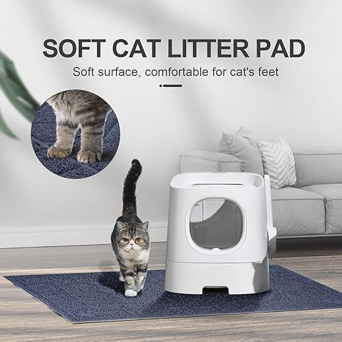 Miniatura 5 de Tapete de arena para gatos, tapete suave para patas de gatito, tapete de 47 x 35 pulgadas para suelos más limpios, impermeable, fácil de limpiar,