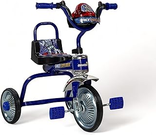 دراجة ثلاثية العجلات للأطفال، دراجة أطفال بمقعد واحد، دراجة ثلاثية العجلات فولاذ للأطفال مع تأثيرات موسيقية وإضاءة من البدر، مناسبة للأطفال من سن 2 إلى 6 سنوات (غير مجمعة، لون أزرق)