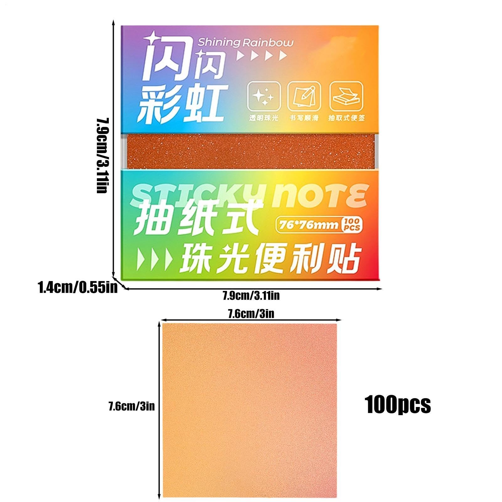 Blocco Note Adesivo Glitter 100 Fogli Memo Glitter Colorati Impermeabili