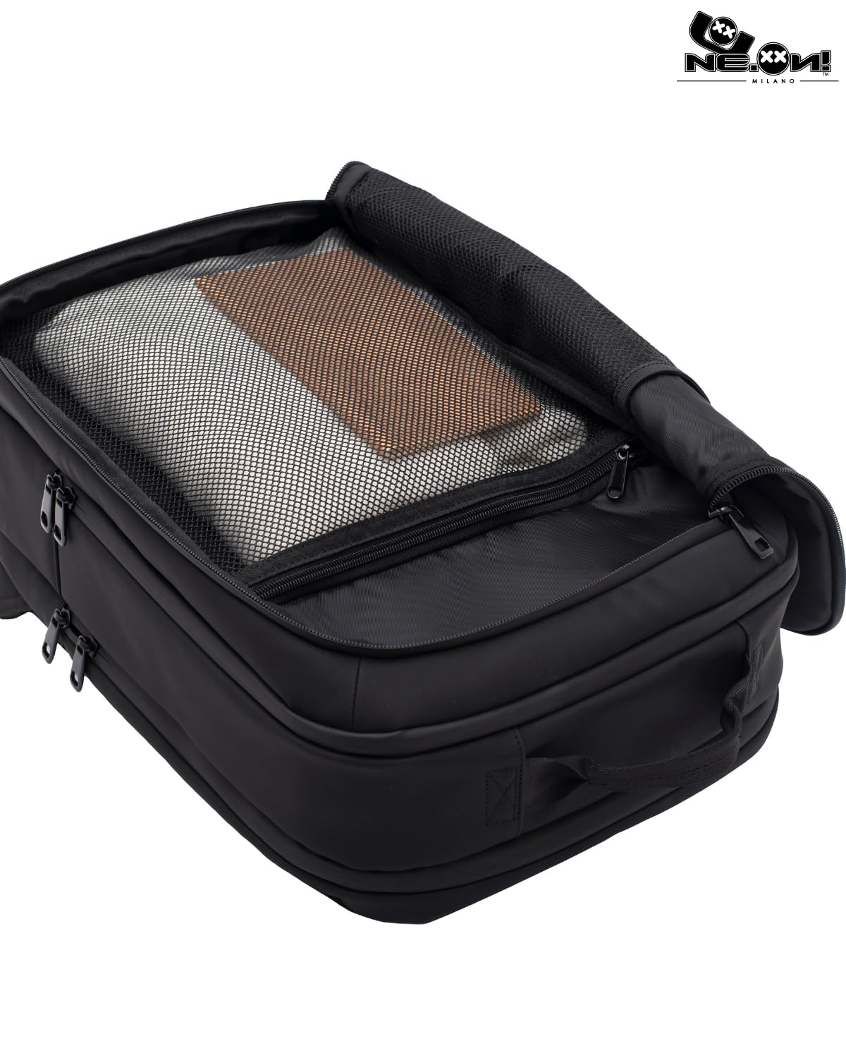 NE.ON! Milano Zaino Donna Uomo Porta PC, Impermeabile ed Elegante, Perfetto per Lavoro, Università, Scuola e Viaggi. Design Compatto, Comfort Ergonomico, Versatile, Professionale da 12 e 17 Litri