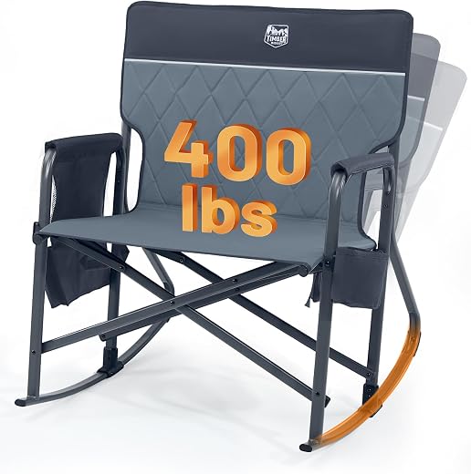 TIMBER RIDGE Folding Rocking Camping Chair, 400lbs Capacity Portable Oversized Outdoor Rocker with Hard Armrests, Cup Hold...