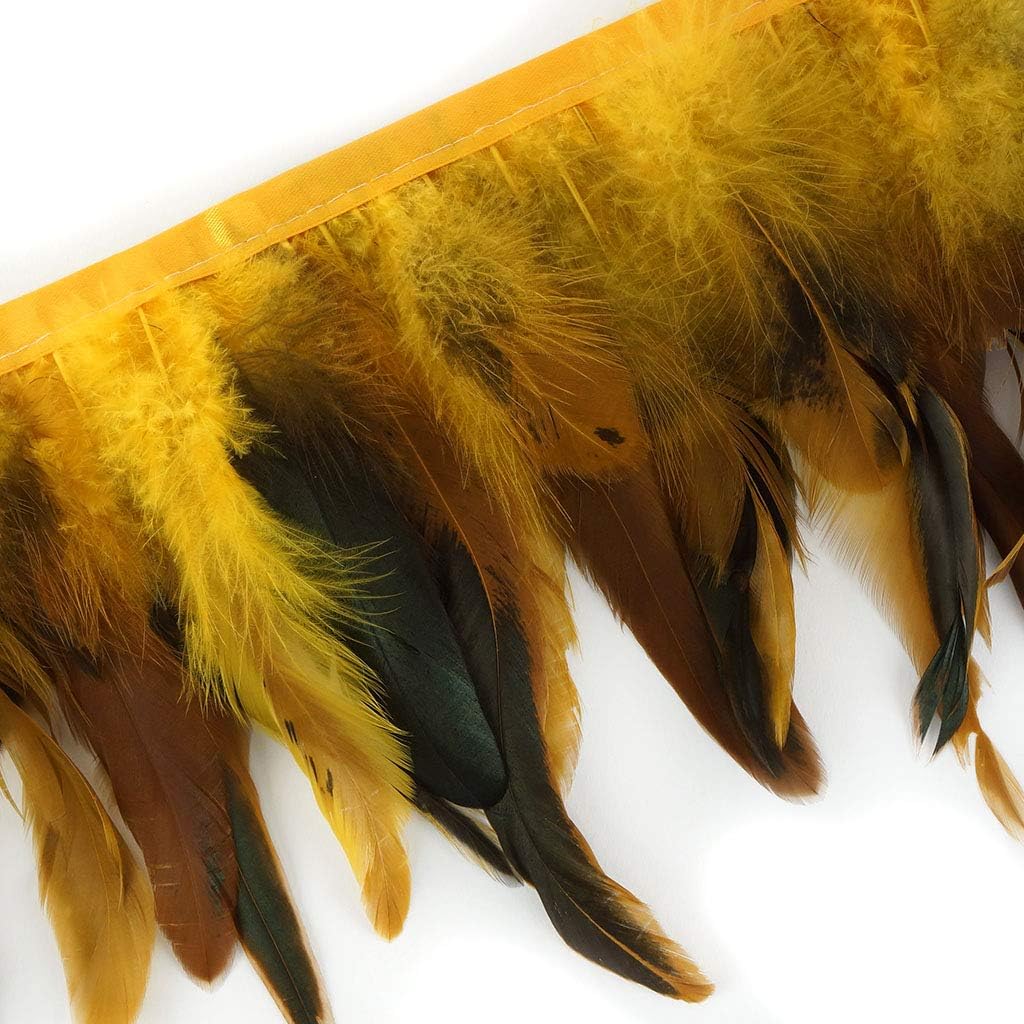 ZUCKER Rooster Schlappens Feather Fringe Trim - 1 yd Half Bronze Gold Sewing Craft Supplies