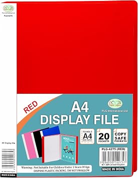 Red A4 Display Book Folder 20 Pocket Document Presentation Folder Wallet Presentation Project Display Folder Document Folder with Plastic Sleeves for Individuals School Office [10Pcs Pack]