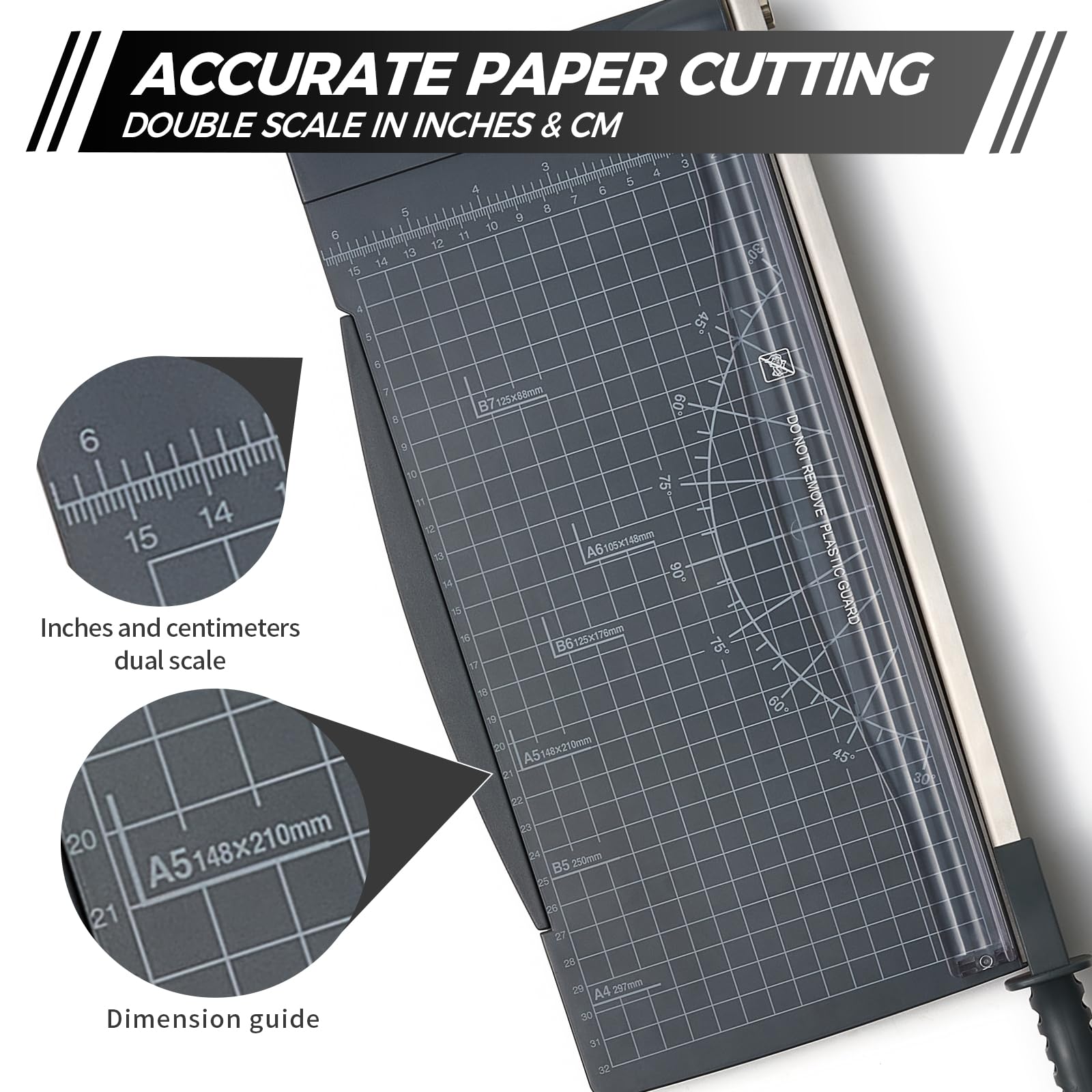 Massicot A4 Outil de Scrapbooking avec Protection de Sécurité et Verrouillage de la Lame Couper Papier et Photo，Coupe Papier à Guillotine Peut Couper jusqu'à 10 Feuilles（Gris foncé）