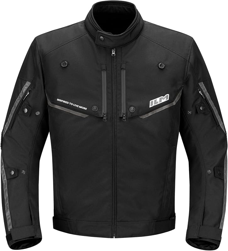 ILM campera de motociclismo con armadura CE y forro térmico impermeable desmontable Dual Sport para todas las estaciones para hombre modelo JF2