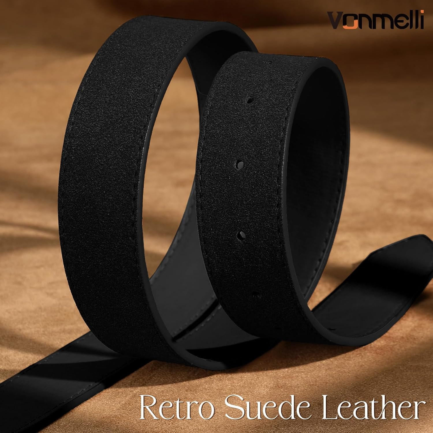 VONMELLI Women Suede Leather Belt for Jeans Dresses Ladies Waist Belt with Retro Gold Buckle - Image 4