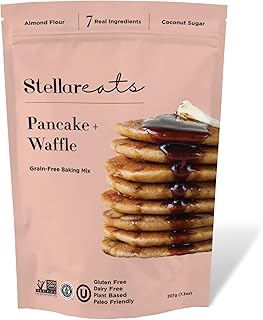 Stellar Eats Grain-Free Pancake & Waffle Mix | Gluten-Free, Dairy-Free, Plant-Based, Paleo-Friendly | Sweetened with Coconut Sugar | Almond Flour-Based | Makes Fluffy, Thick Pancakes | 7.3 oz | 1 Pack