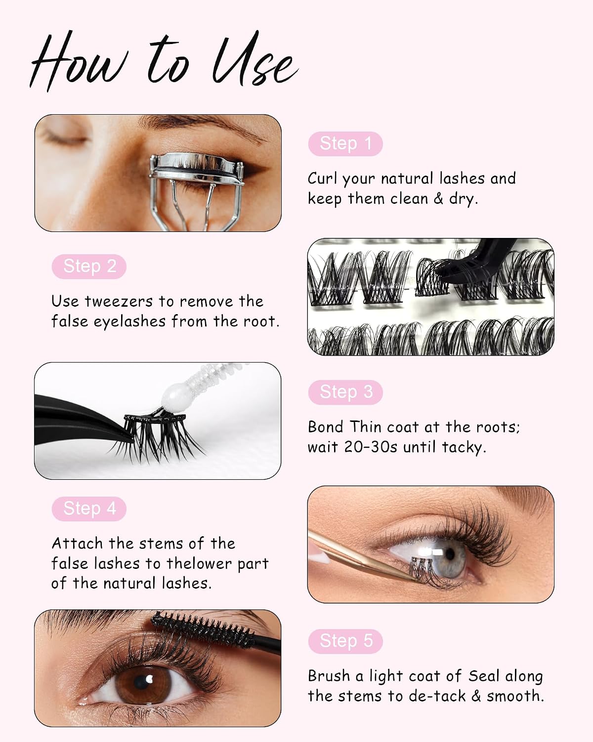 Natural Wispy Lash Clusters Kit, 240PCS 9–16mm, Cluster Eyelash Extensions with Bond & Seal and Remover for Everyday, Work & School Looks, Beginner Friendly, Easy to Apply