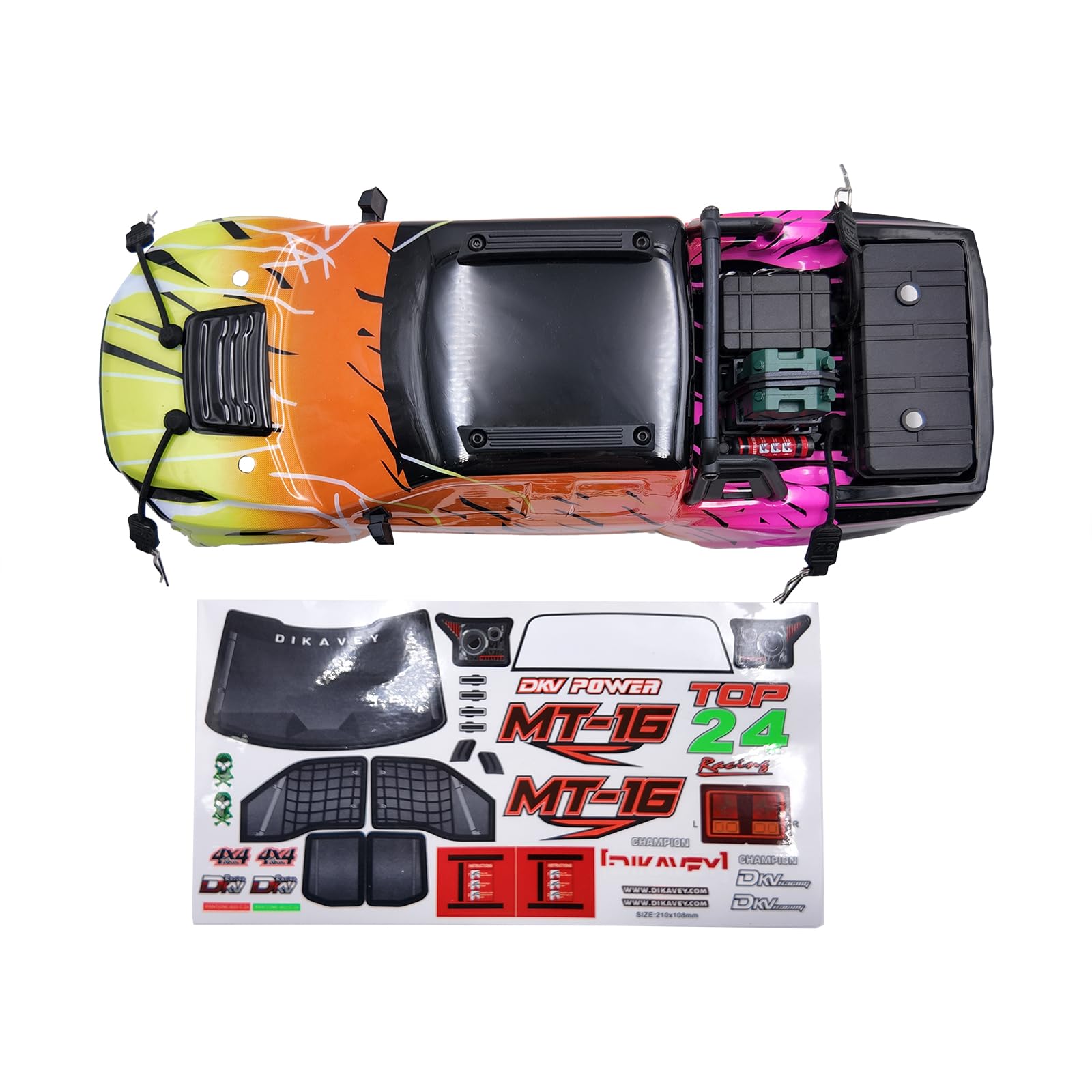 DIKAVEY RC Brushless Truck 1/16 PC Car Shell, 1PCS MT-16-Yellow