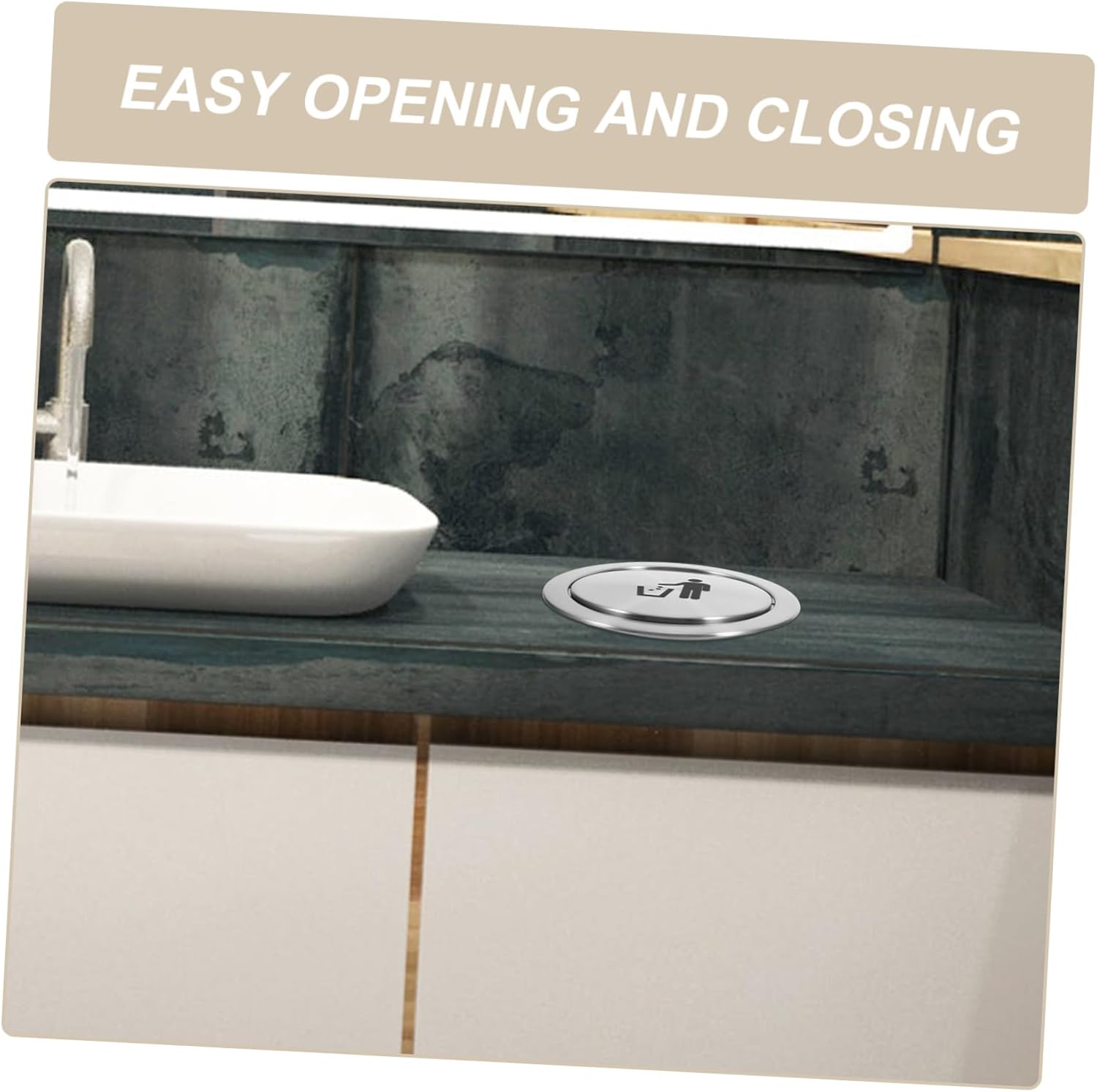 Luxshiny Embedded Type Trash Bin Cover Stainless Steel Trash Can Lid Recessed Counter Top Cover Replacements