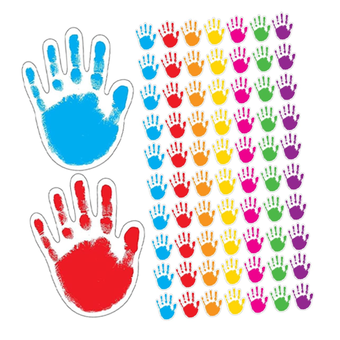Stickers de manos para tableros de anuncios y proyectos de manualidades infantiles