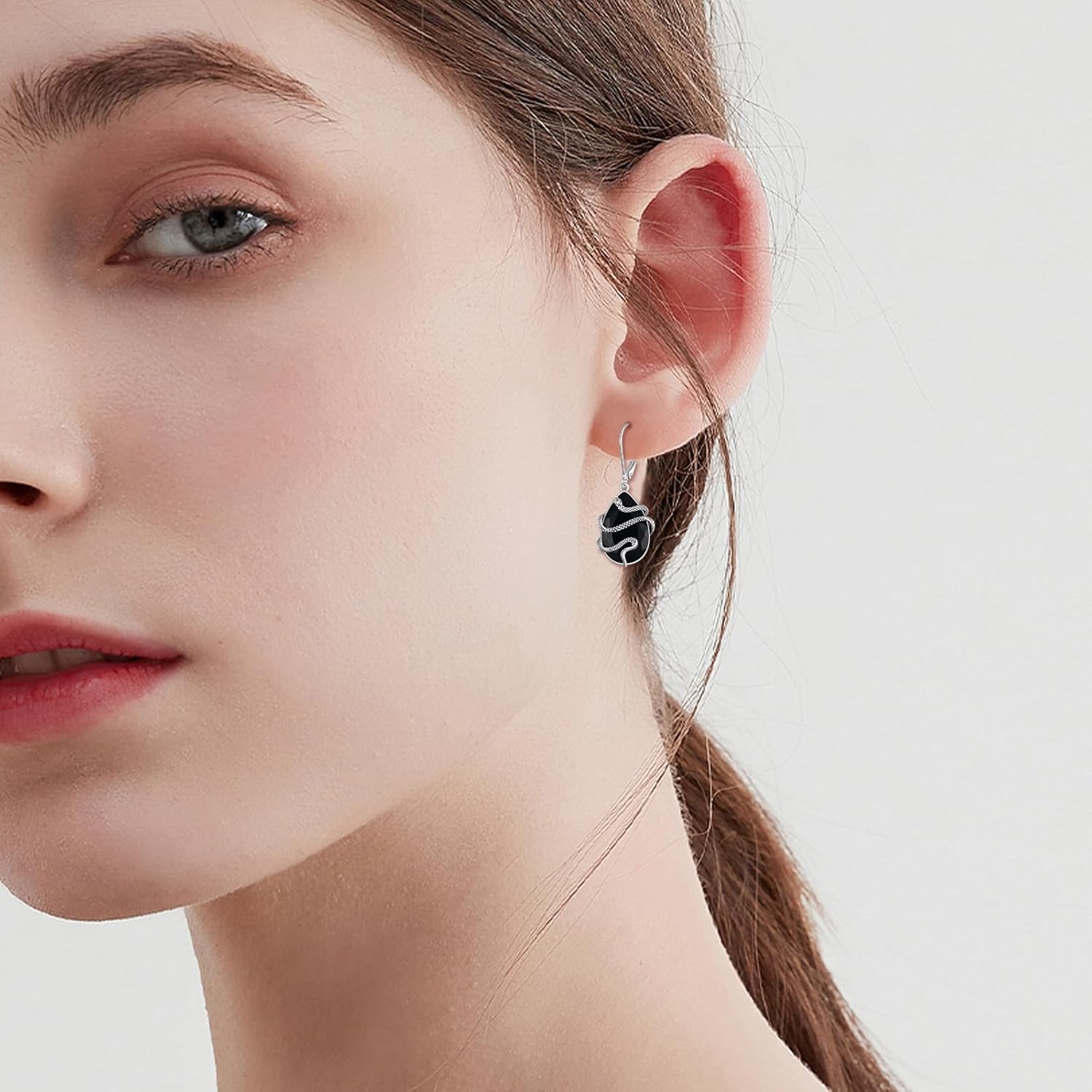 YFN Black Tourmaline Earrings Sterling Silver Dangle Drop Leverback Earrings Crystal Healing Jewelry Spiritual Protection Gifts for Women - Image 5