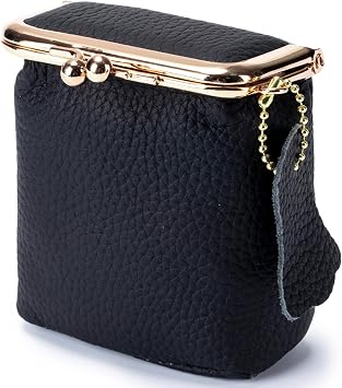 Leather Jewelry Travel Case, 3.2x3.5x1.6 inch Vintage Mini Coin Purse, Portable Jewelry Box with Kiss Lock for Earring Ring Necklace Coin Keys Lipstick| Boxes