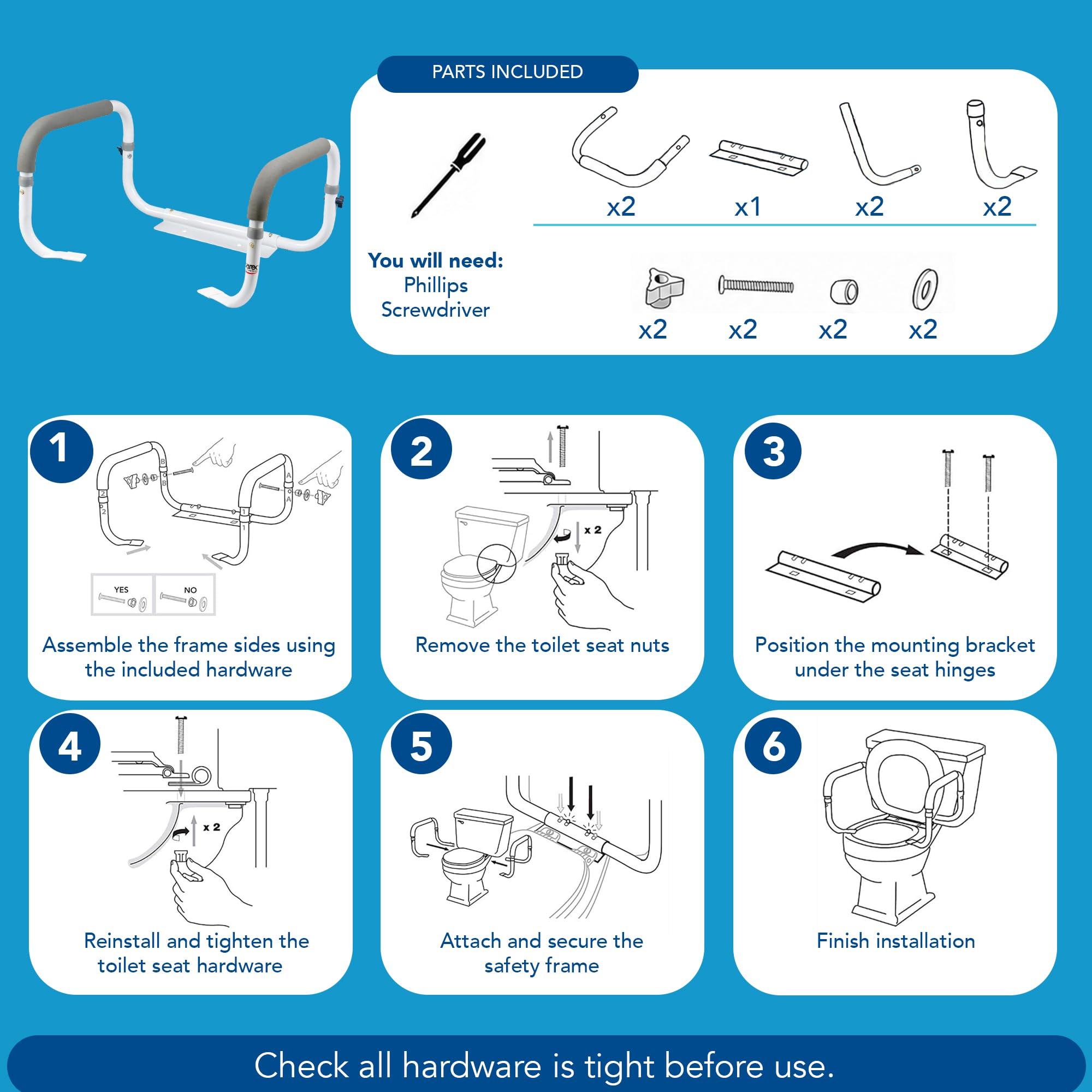 Toilet Safety Frame - Adjustable Grab Rail -6