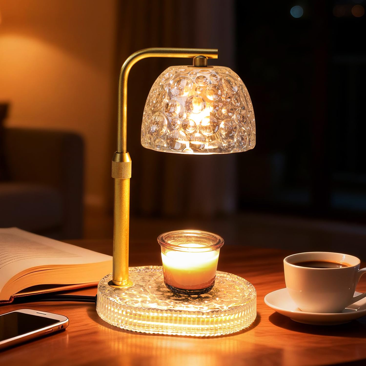 Lampada riscaldante per candele con timer e timer per candele in barattolo, altezza regolabile, con 2 lampadine, per donne e mamme, idea regalo, decorazione per la casa e la camera da letto