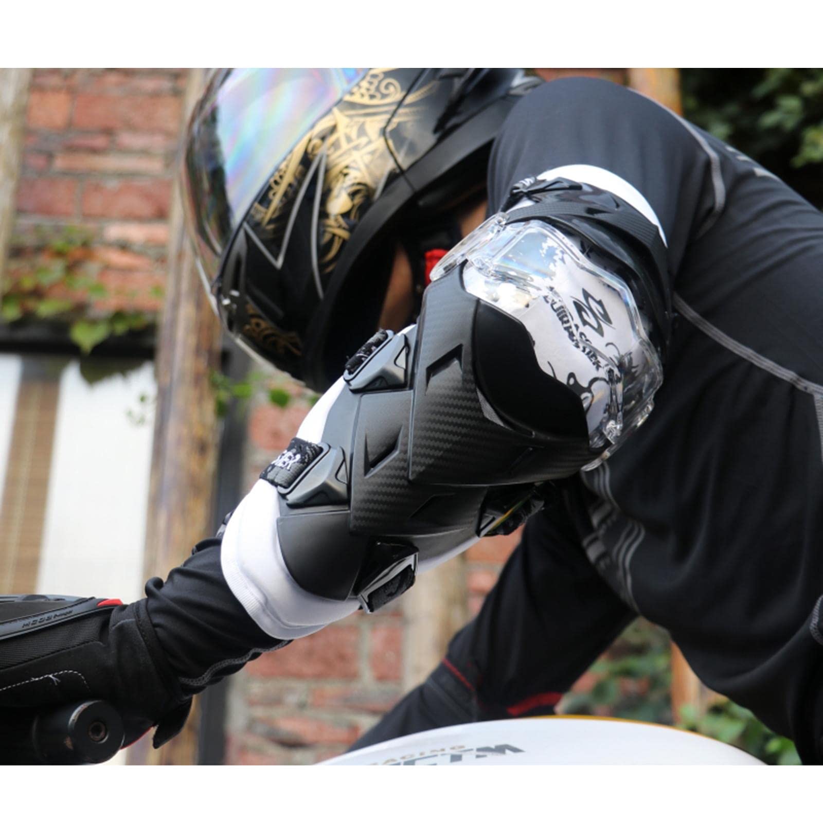 Cuirassier E09 - Coderas protectoras para motocicleta, color blanco