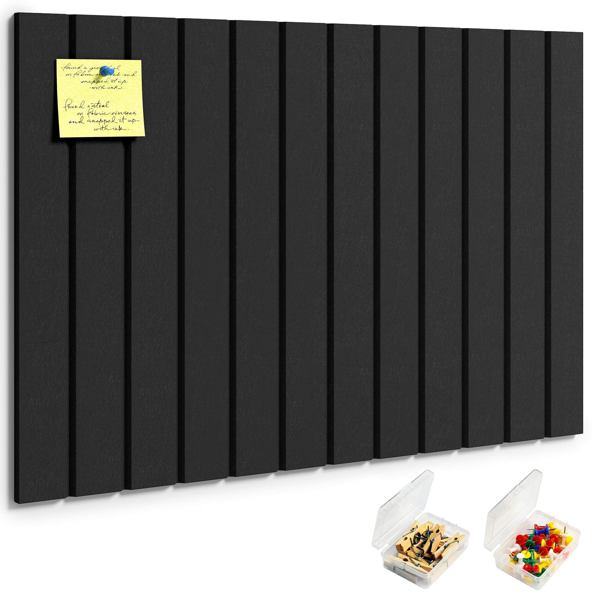 HyFanStr Felt Slatted Bulletin Board, 9mm Extra Thick Pin Board for Walls, 40 x 60 cm Cork Board Alternative with Nano Adhesive Hardware for Home Office Kitchen School Decor — image 1
