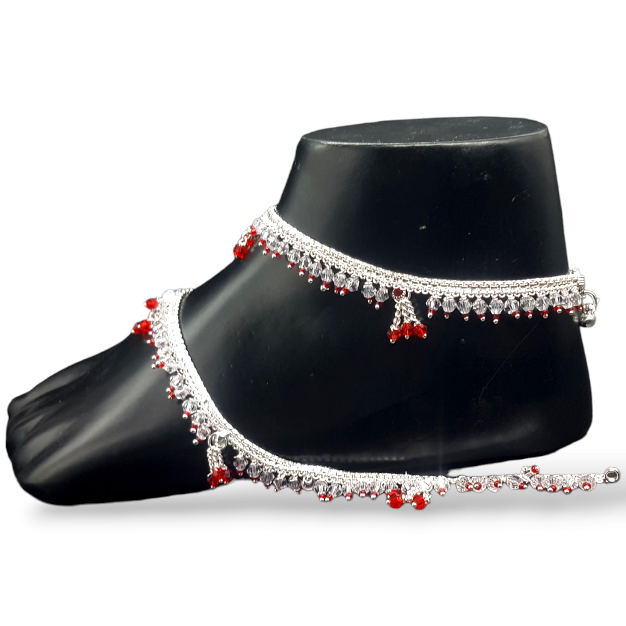 White Crystal Red Moti Anklet For Women & Girls (Pack of 2)-image-28