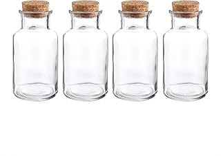WHOLE HOUSEWARES Glass Favor Jar, Glass Storage Jars with Corks for Wedding and Party (9 Ounce)