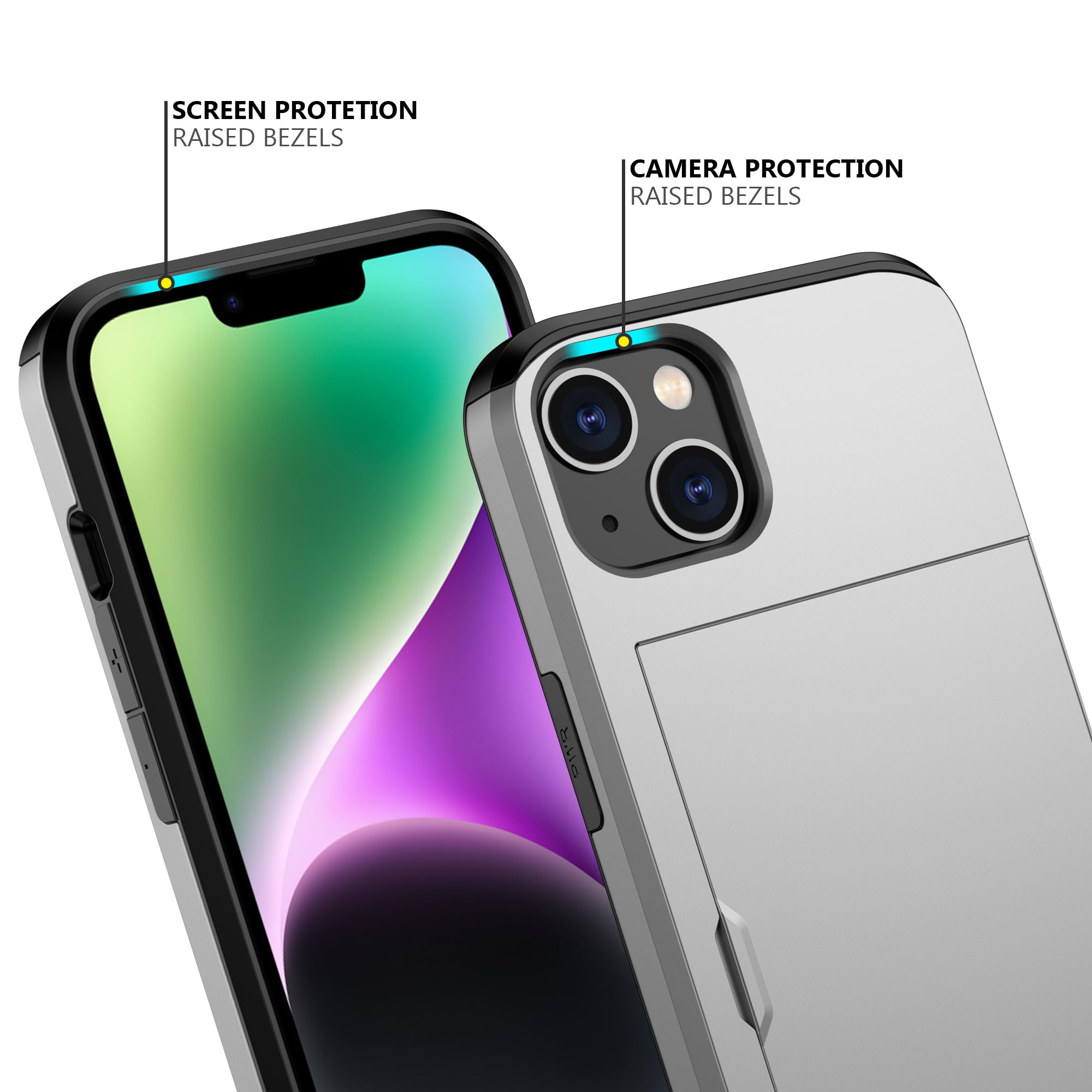Nvollnoe Custodia Portafoglio Per IPhone 14 Con Slot Carte Nascosto, Antiurto Doppio Strato, Sottile E Ricarica Wireless