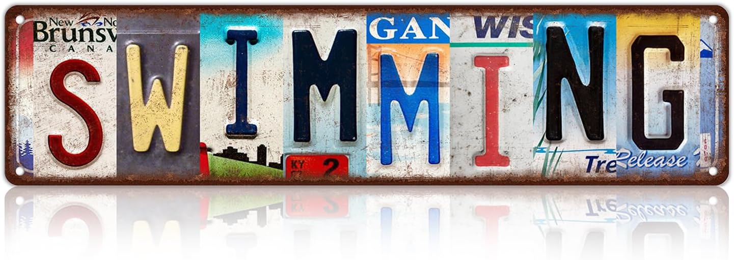 Vintage Swimming Street Sign