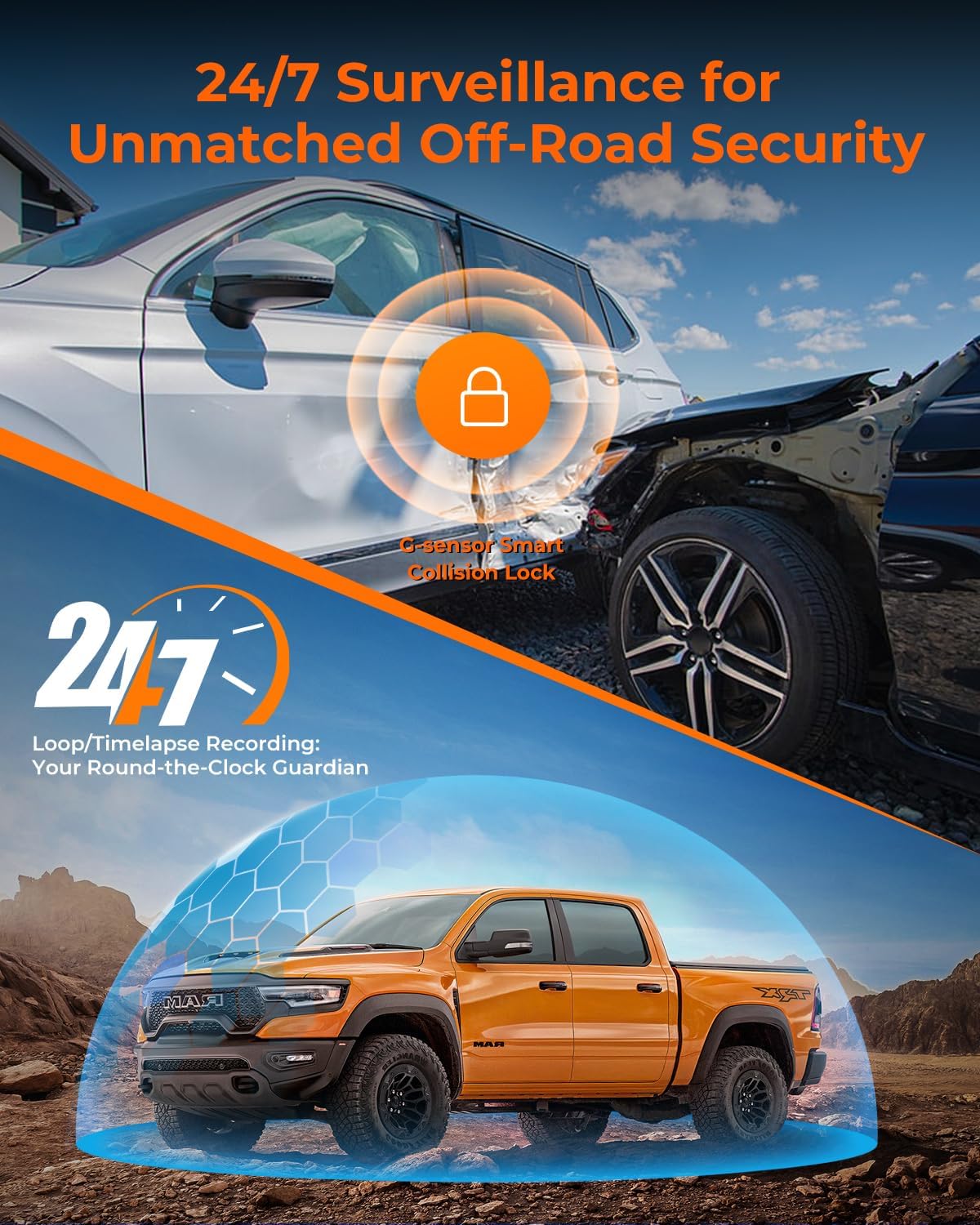 Acumen 4K+2.5K Waterproof Rear View Mirror Camera, 12" Mirror Dash Cam Front and Rear, Backup Camera for Cars,Trucks,SUVs,Jeeps,UTVs with WiFi,GPS,WDR, 64GB Card (The Legend 2CH)