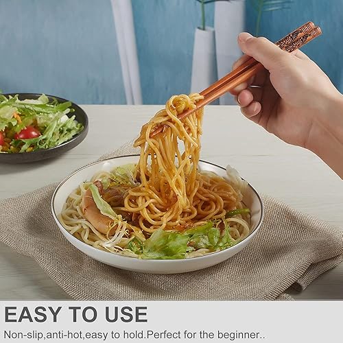 Miniatura 5 de Chopsticks Reusable- Chinese Style Chopsticks, Dragon and Phoenix Chopsticks Set with Holder and Carrying Bag, Natural Wooden Chopstick Gift Set 2