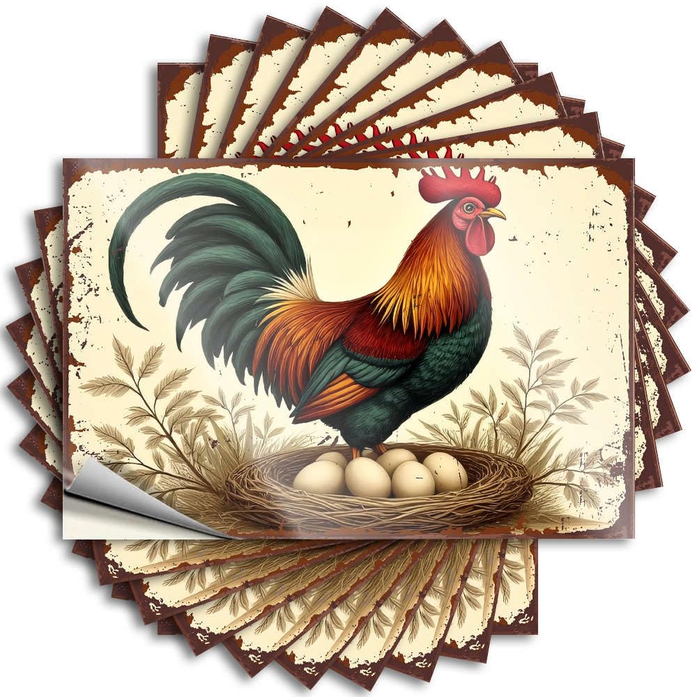 Tall Stickers, Summer Water A Rooster Stands Proudly Over A Nest of Eggs. | Funny Quote Student Decals(8X12CM)