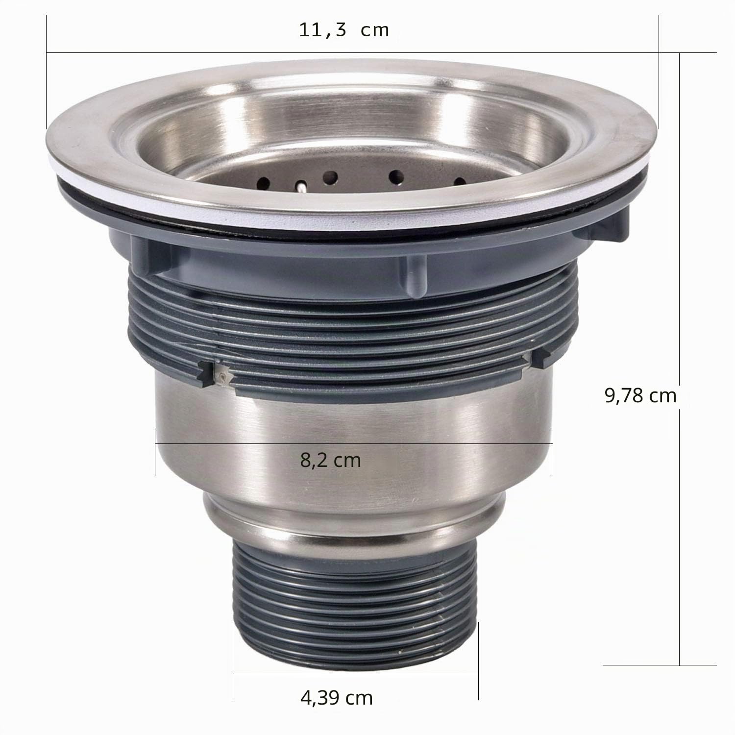 KONE G231 Bonde d'évier de Cuisine Amovible en Acier Inoxydable 8,9 cm