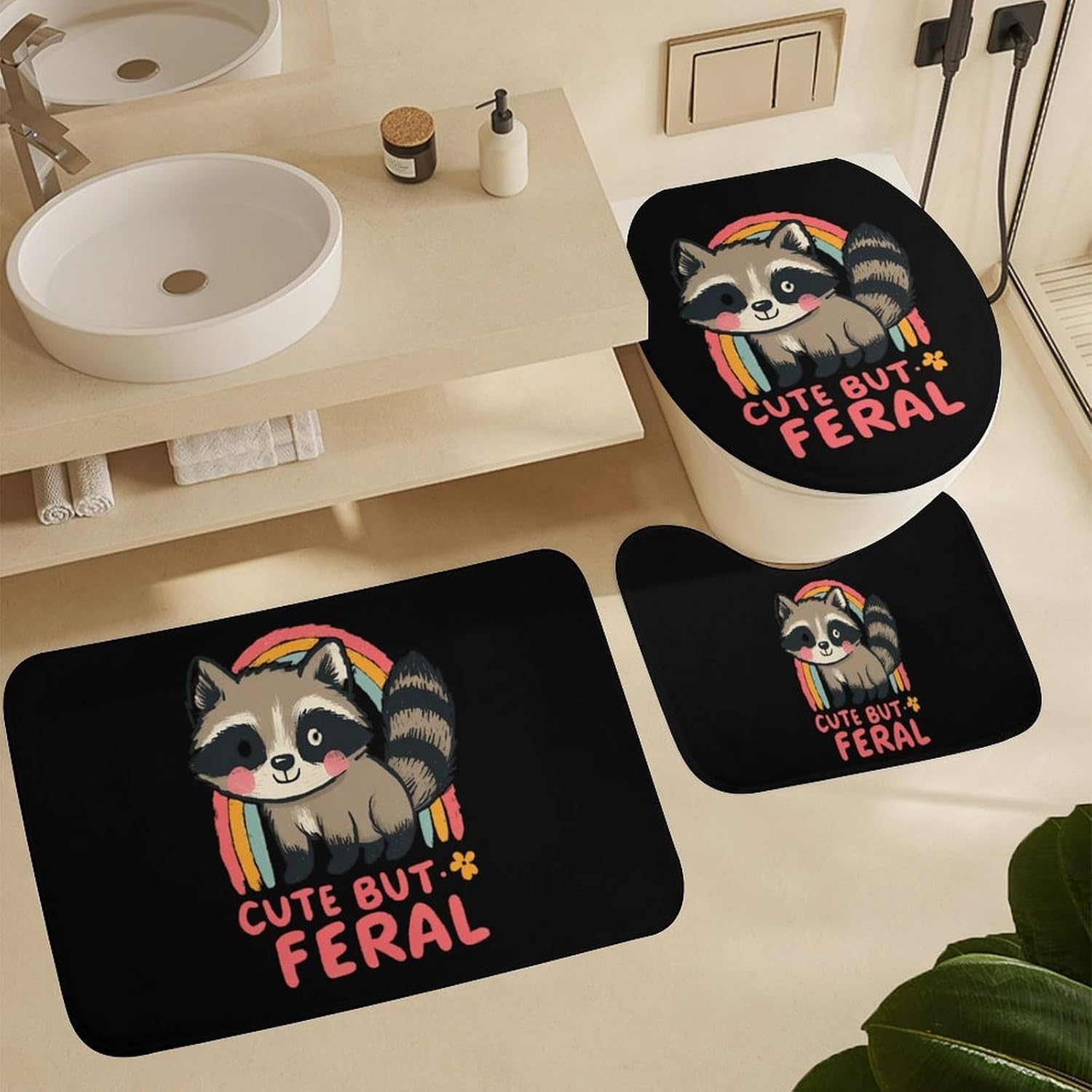 Raccoon Cute But Feral Boys Girls Short Sleeve Shirts Graphic T-Shirts Crewneck Casual Printed Tee