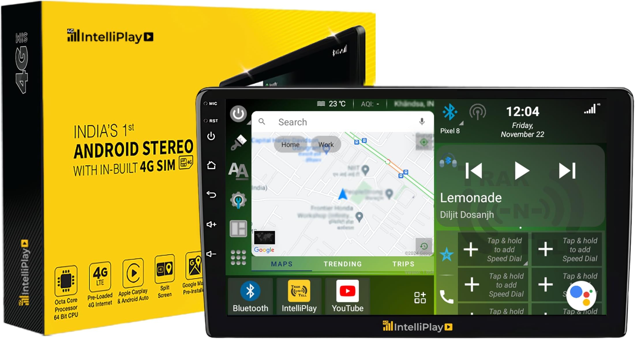 Touch Screen 9 Inches Android Car Stereo 2GB RAM + 32GB ROM with CarPlay, Inbuilt 4G SIM, Free Internet and Free Installation* for Toyota Innova (2012-2015)