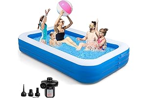 Oversized Rectangle 120"x72"x22" Blow Up Swimming Pool for Adults and Kids
