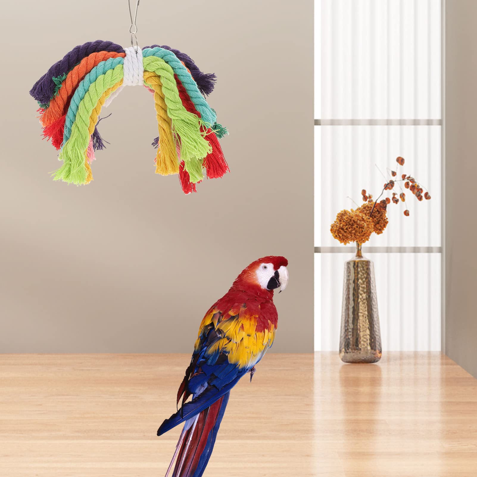 Housoutil 5pièces Jouet Coton pour Oiseaux Jouet à Mâcher pour Perroquets Parakeets Et Autres Oiseaux Domestiques Amusement Et Détente Assurés