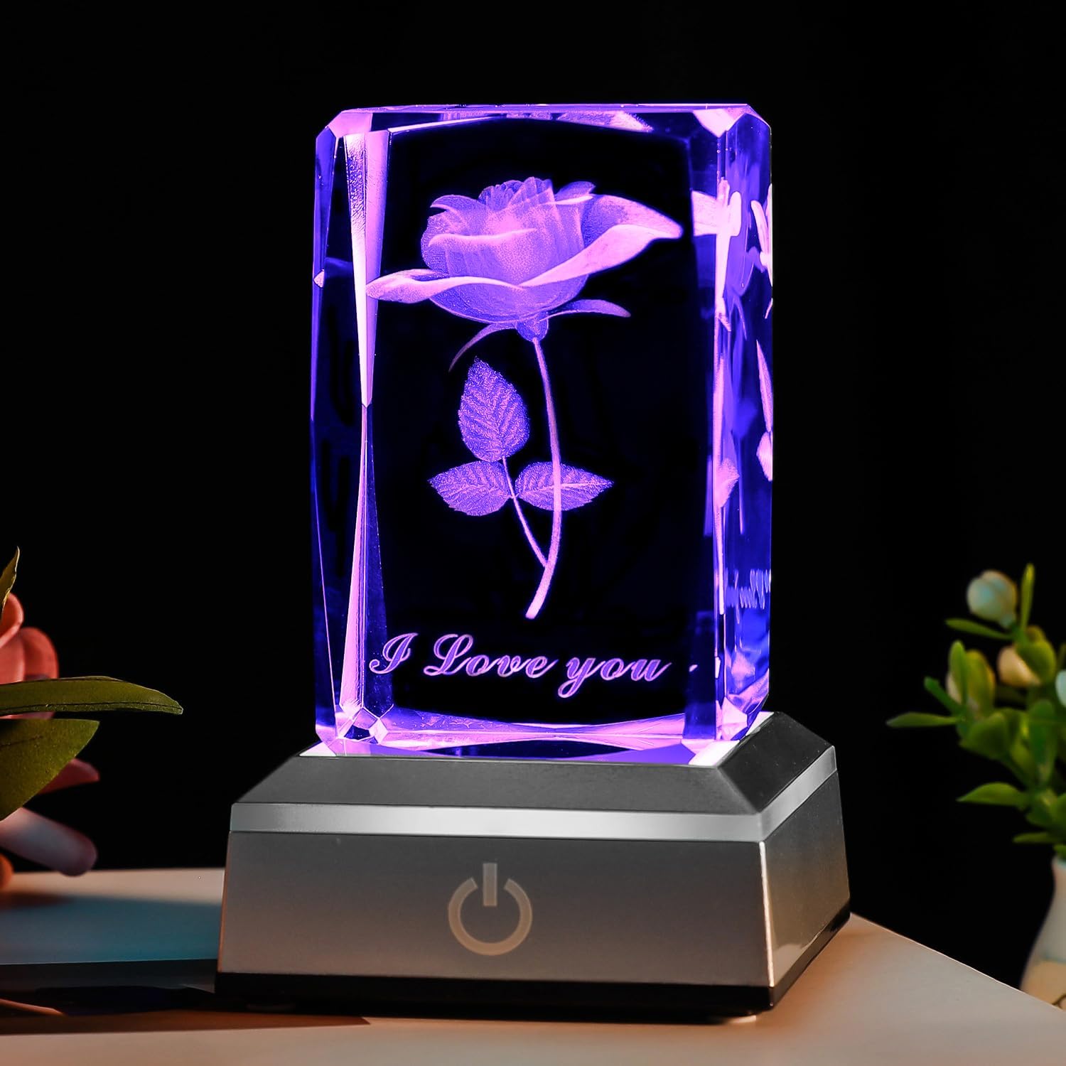 BAHUJIDA 3D Rose Crystal with LED Color Lamp, Mothers Day Gift，Birthday Present for Girlfriend, Wife, Mother, Friendship and Love Commemorate Unique Anniversary Rose