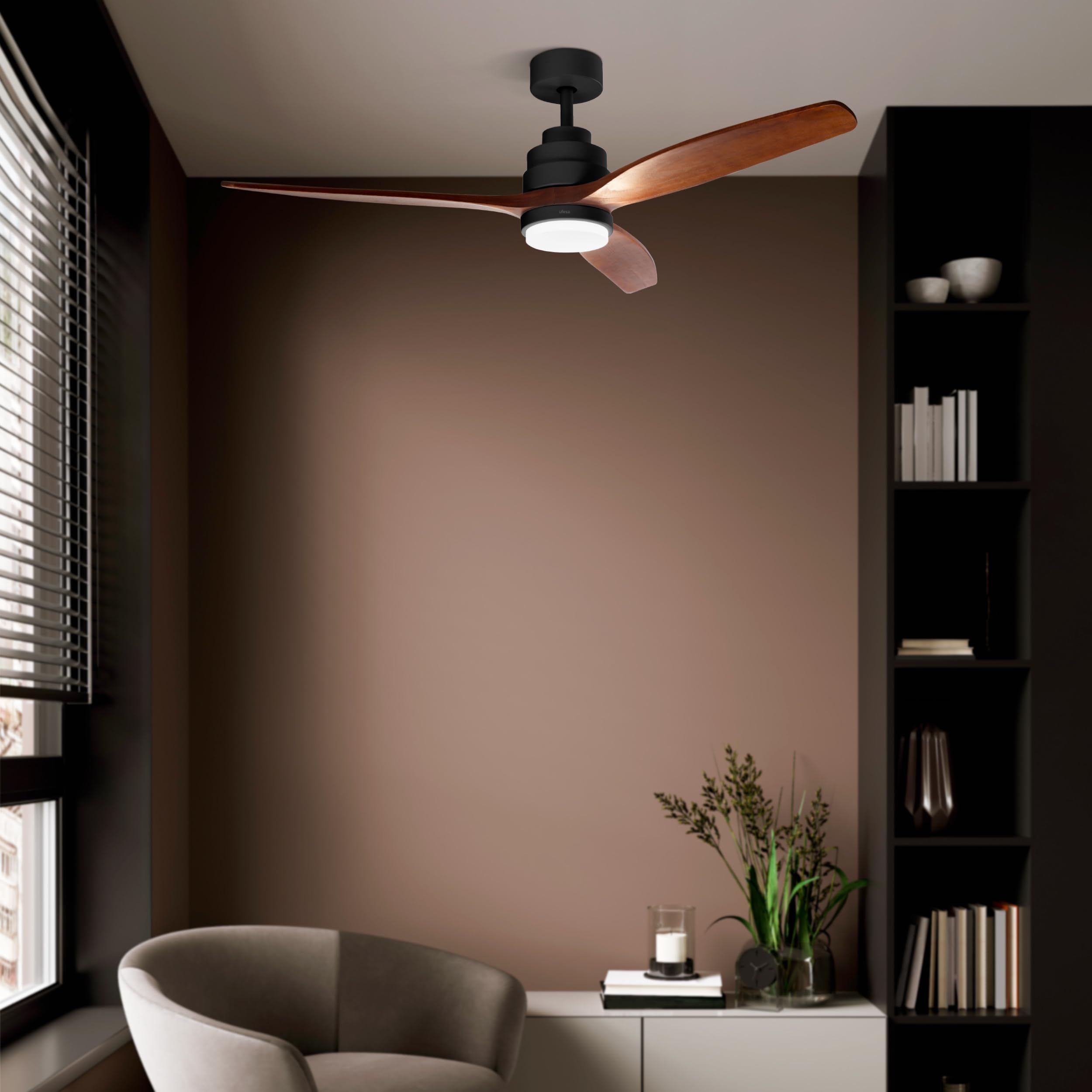 Ventilateur Plafond Avec Lumière UFESA CFNP - 132 Cm, 40W DC Silencieux, 6 Vitesses, Été/Hiver, Minuterie 8h, Télécommande, Blanc