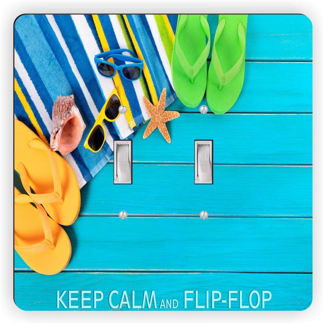 Keep Calm and Flip-Flop - Double Rocker Light Switch Cover - Double Rocker Switch Plate