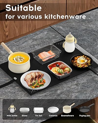 Miniatura 5 de VTAR Calentador eléctrico de bandeja de calentamiento de alimentos para servidores de bufé de fiesta, calefacción de doble zona con control de