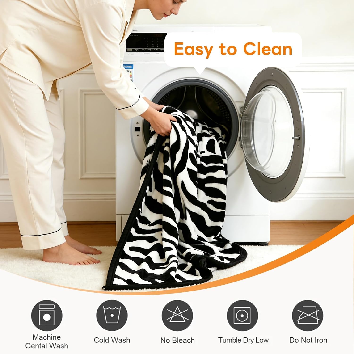 PU MEI Fuzzy Flannel Throw Blanket for Sofa, Couch, Bed, Black and White Zebra Print Blanket Animal - Lightweight Double Sided Cozy Super Soft Blankets, 50" x 60" inches